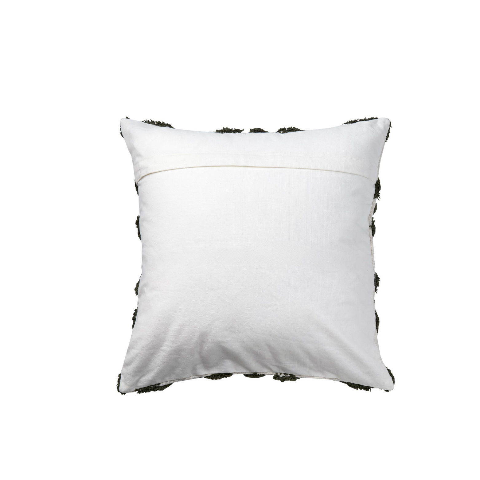 Housse de coussin en coton vert et ivoire