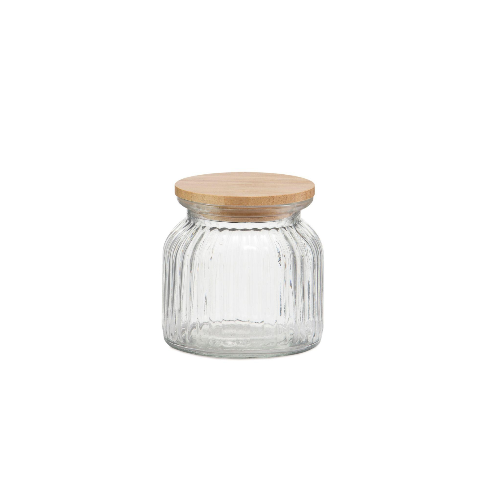 bocal en verre strie et bois