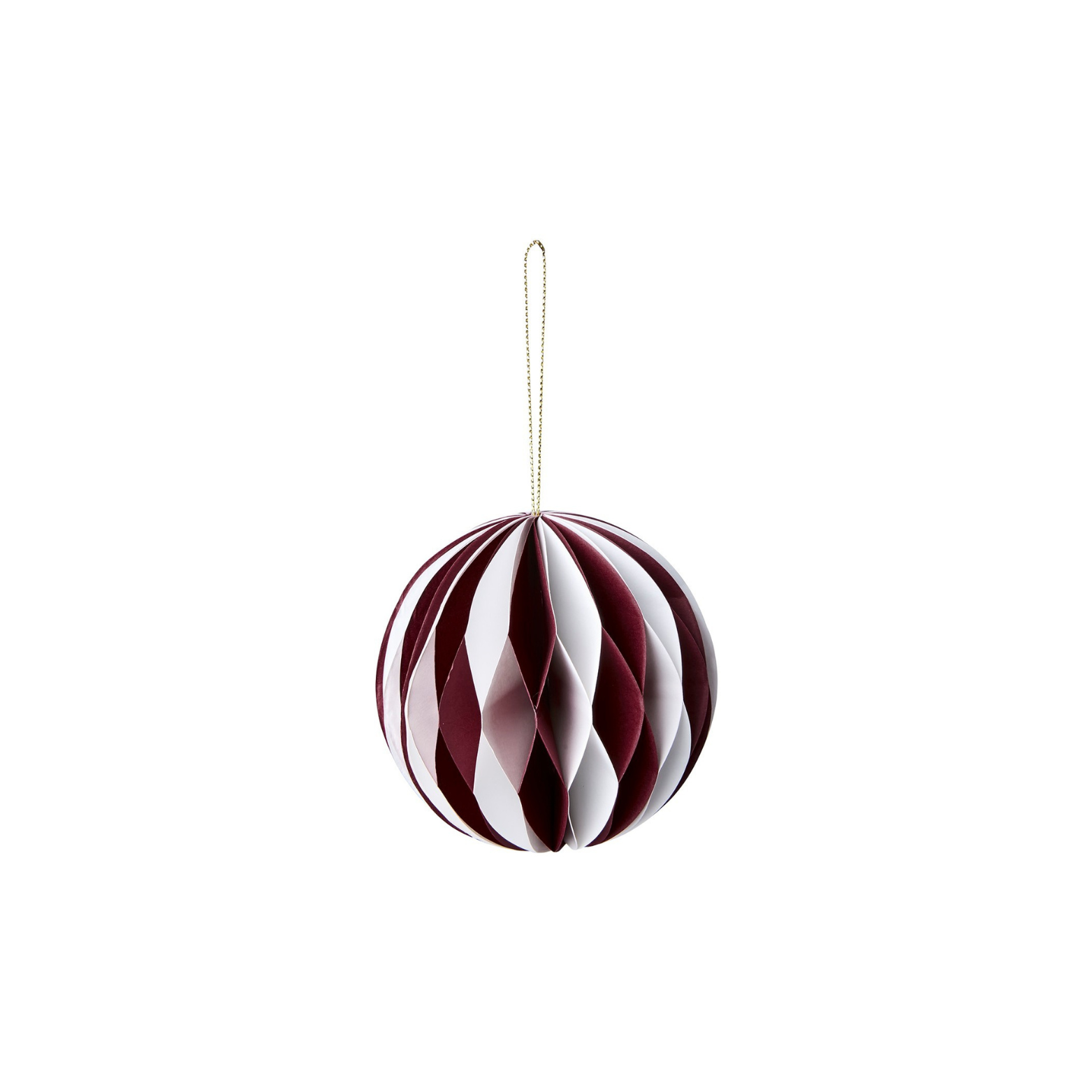 Boule de Noel en papier aimante bordeaux et blanc