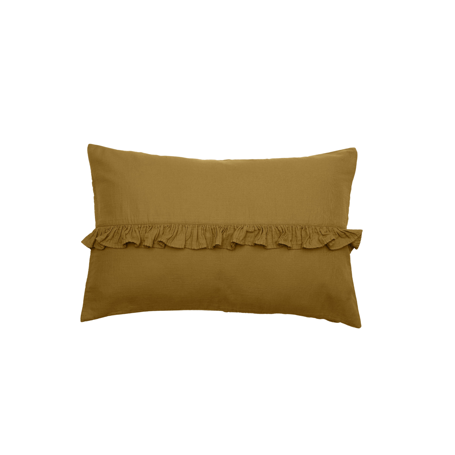 Housse de coussin rectangulaire gaze de coton I Camel