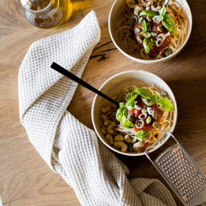 Torchons gauffres beige en coton biologique