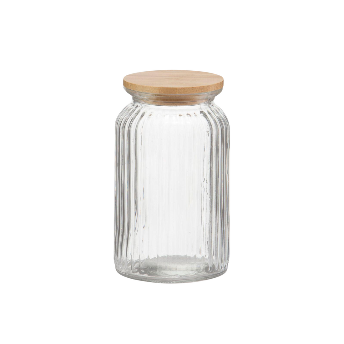 bocal verre strie et bois