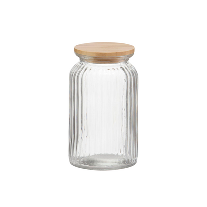 bocal verre strie et bois