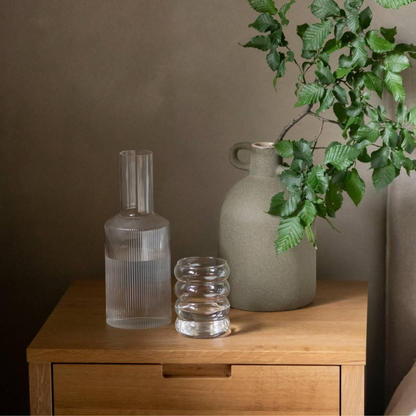 carafe en verre transparent strie de haute qualité 1L