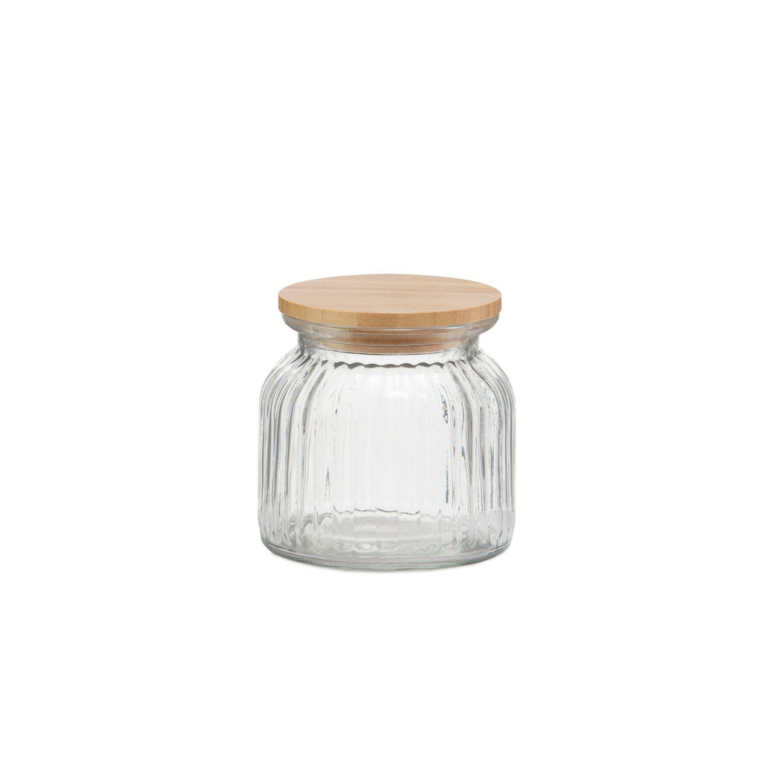 bocal en verre strie et bois