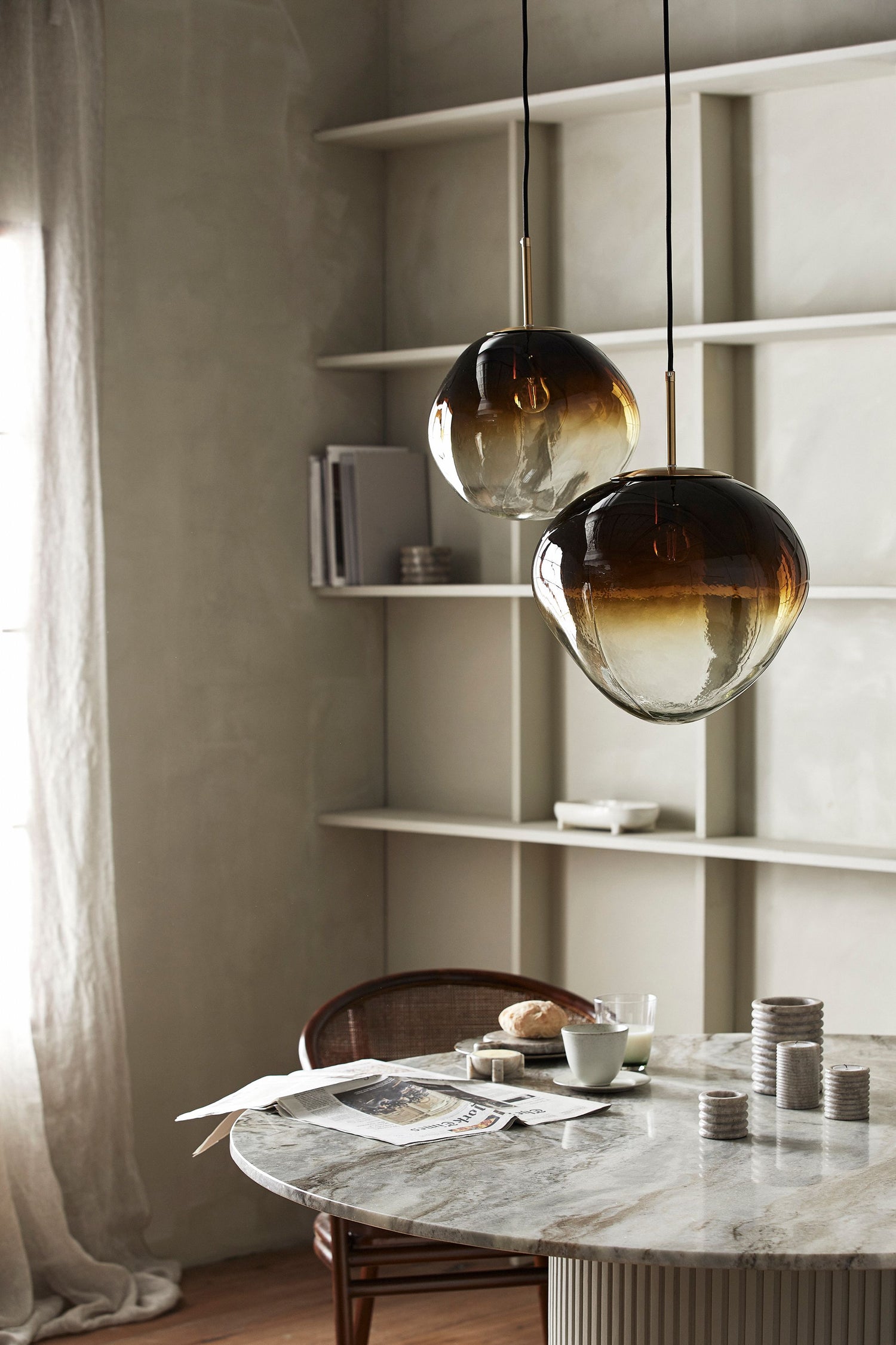 Bougeoir en marbre beige naturel Nordal