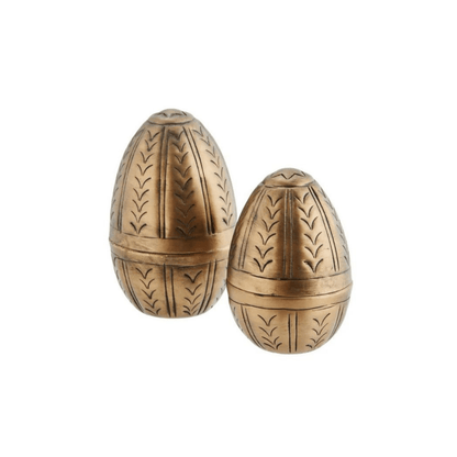Lot de 2 œufs decoratifs en aluminium de couleur laiton madam stoltz
