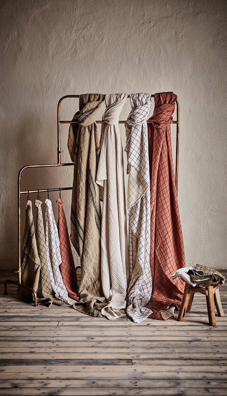 nappe en gaze de coton ivoire et olive