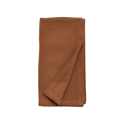 serviette de table marron melange lin et coton